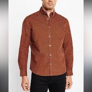 ALLSAINTS Spitalfields Brown/Red Slim Fit Polka Dot‎ Cotton Modern Shirt XS